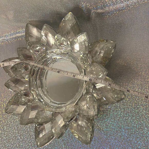 Large crystal candle holder lotus flower shiny sparkly silver mirrored luxury - Picture 8 of 9